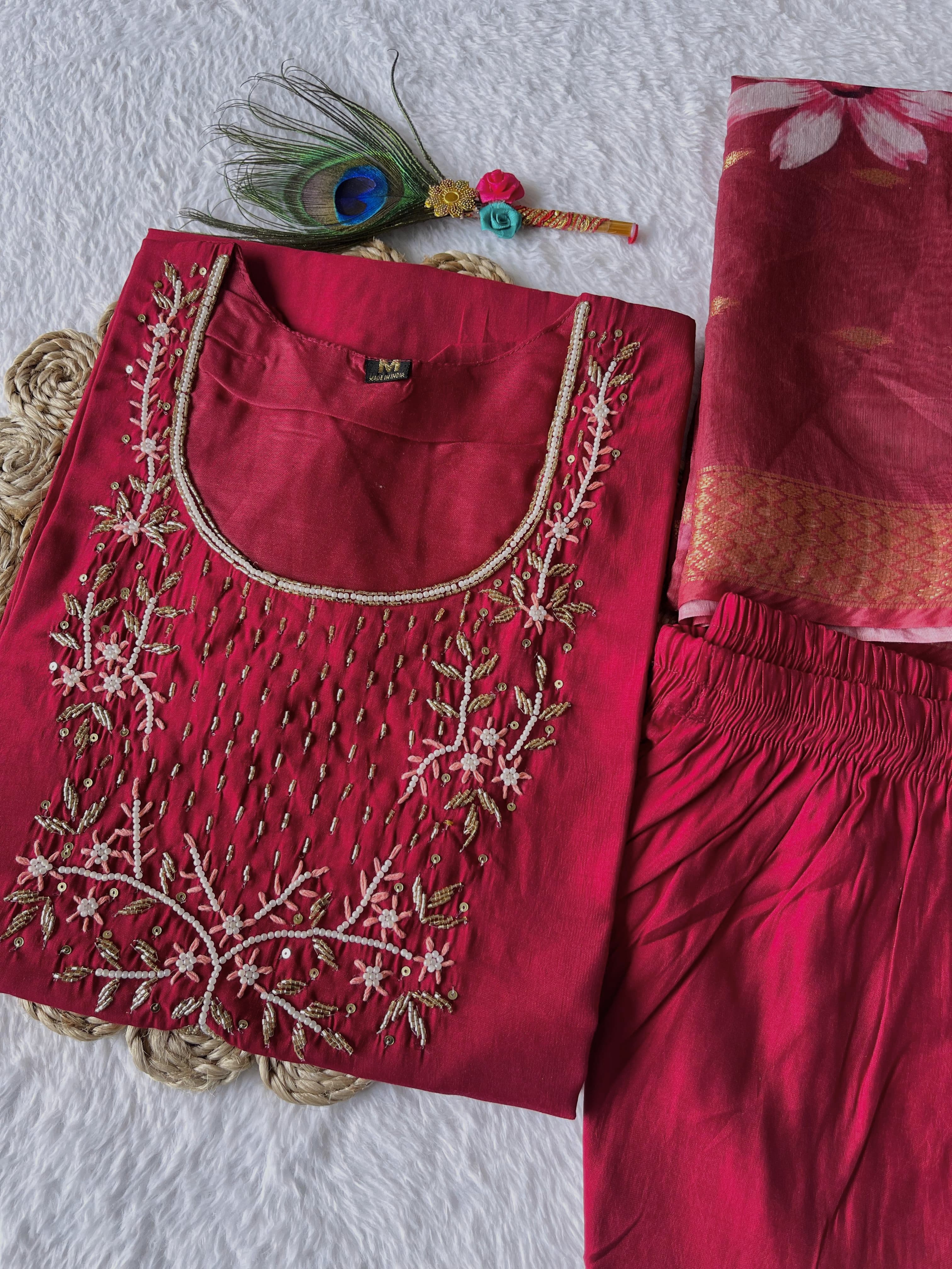 Premium Handwork Roman Silk Kurti