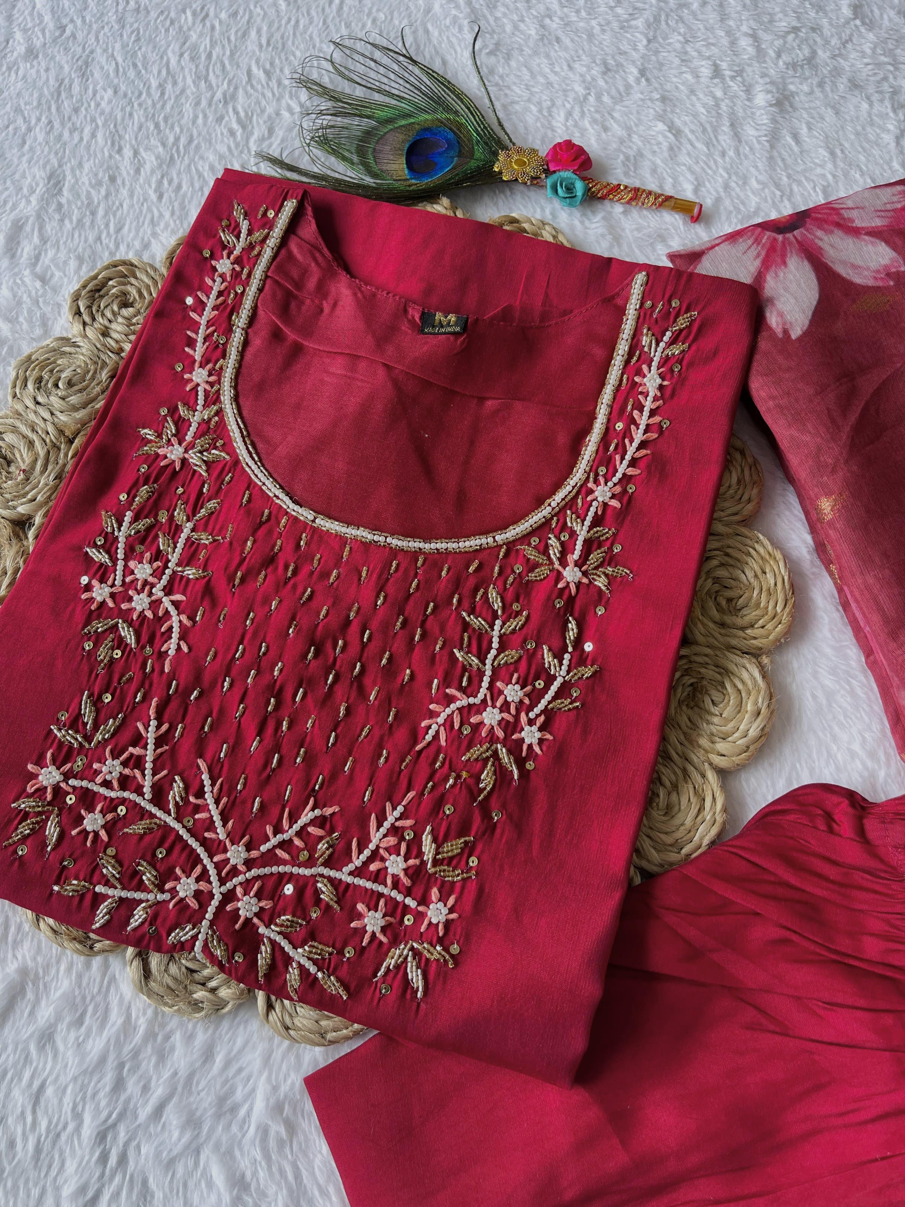 Premium Handwork Roman Silk Kurti