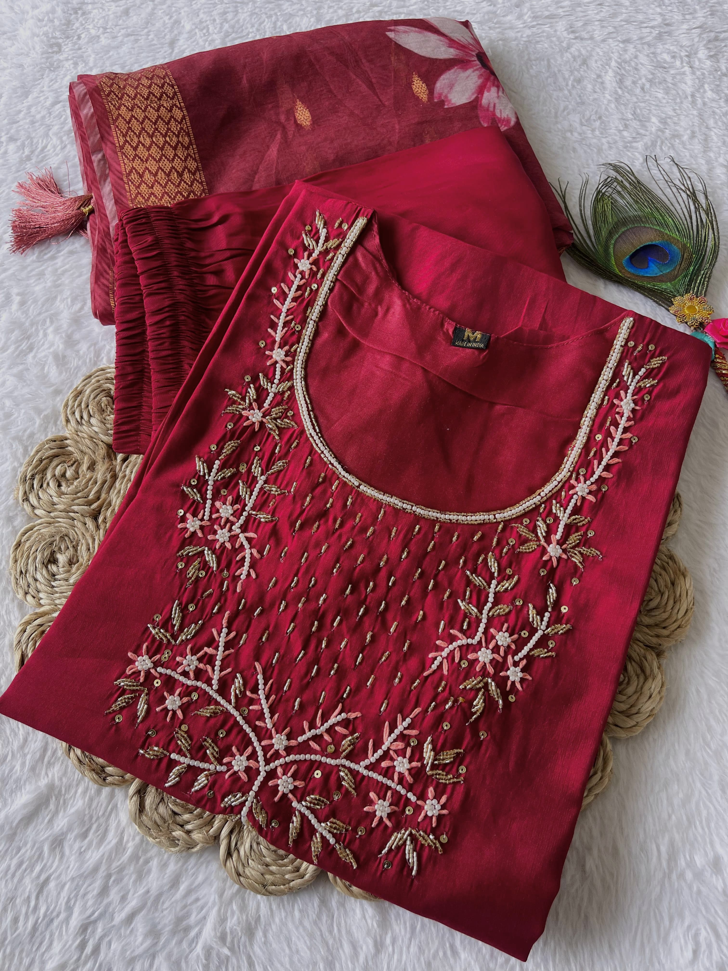 Premium Handwork Roman Silk Kurti