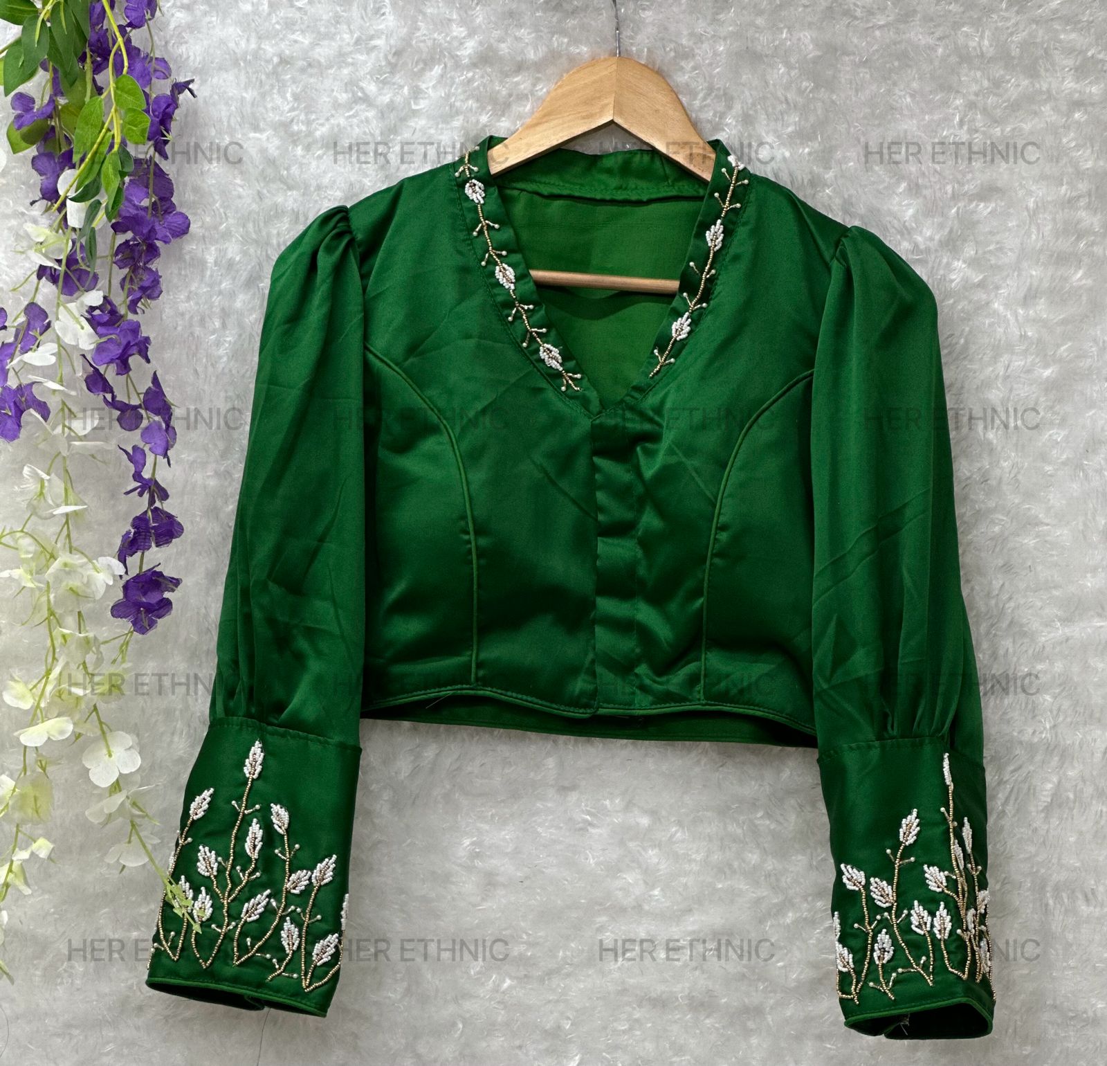 pure silk with heavy hand work blouse