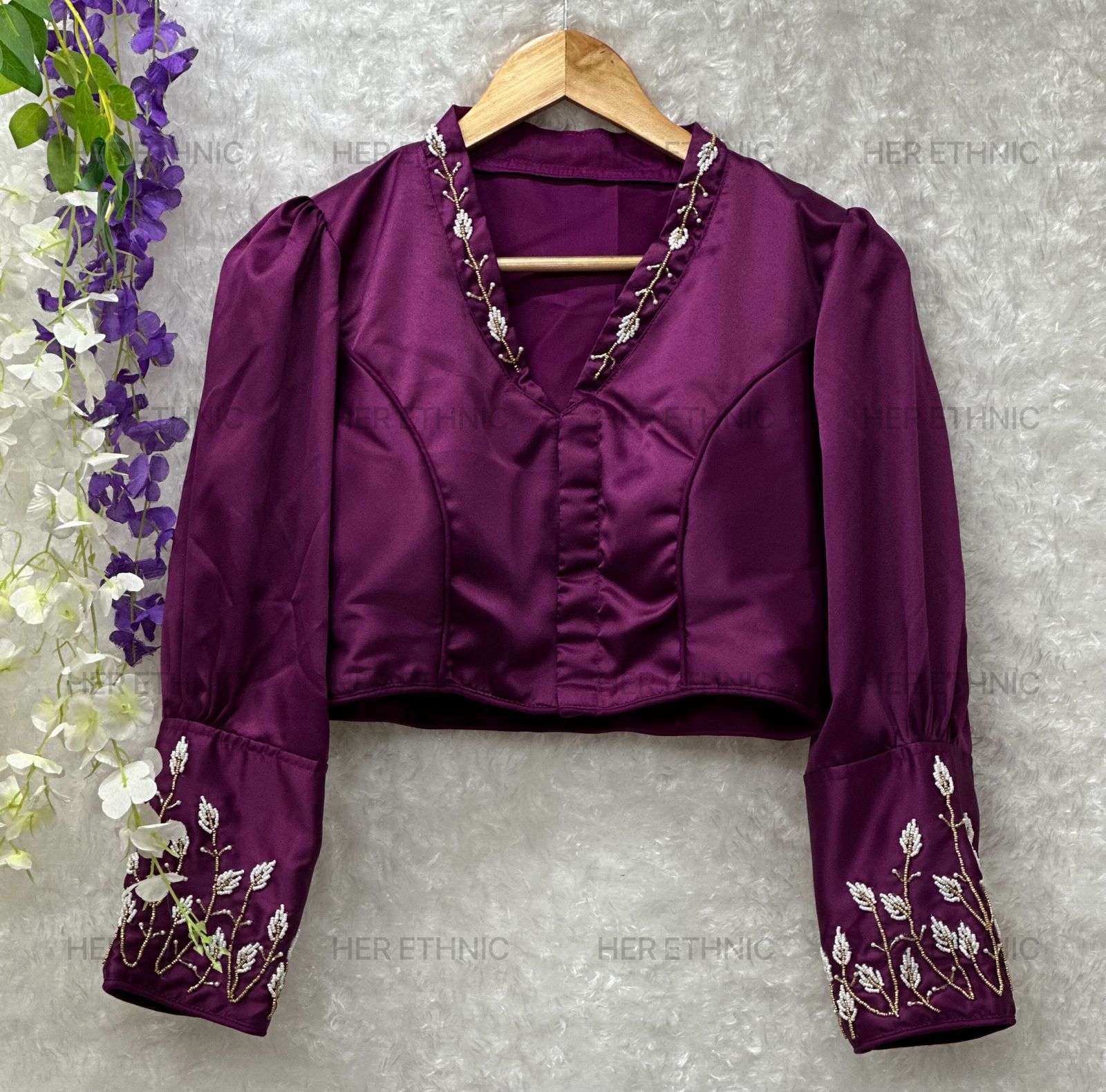 pure silk with heavy hand work blouse