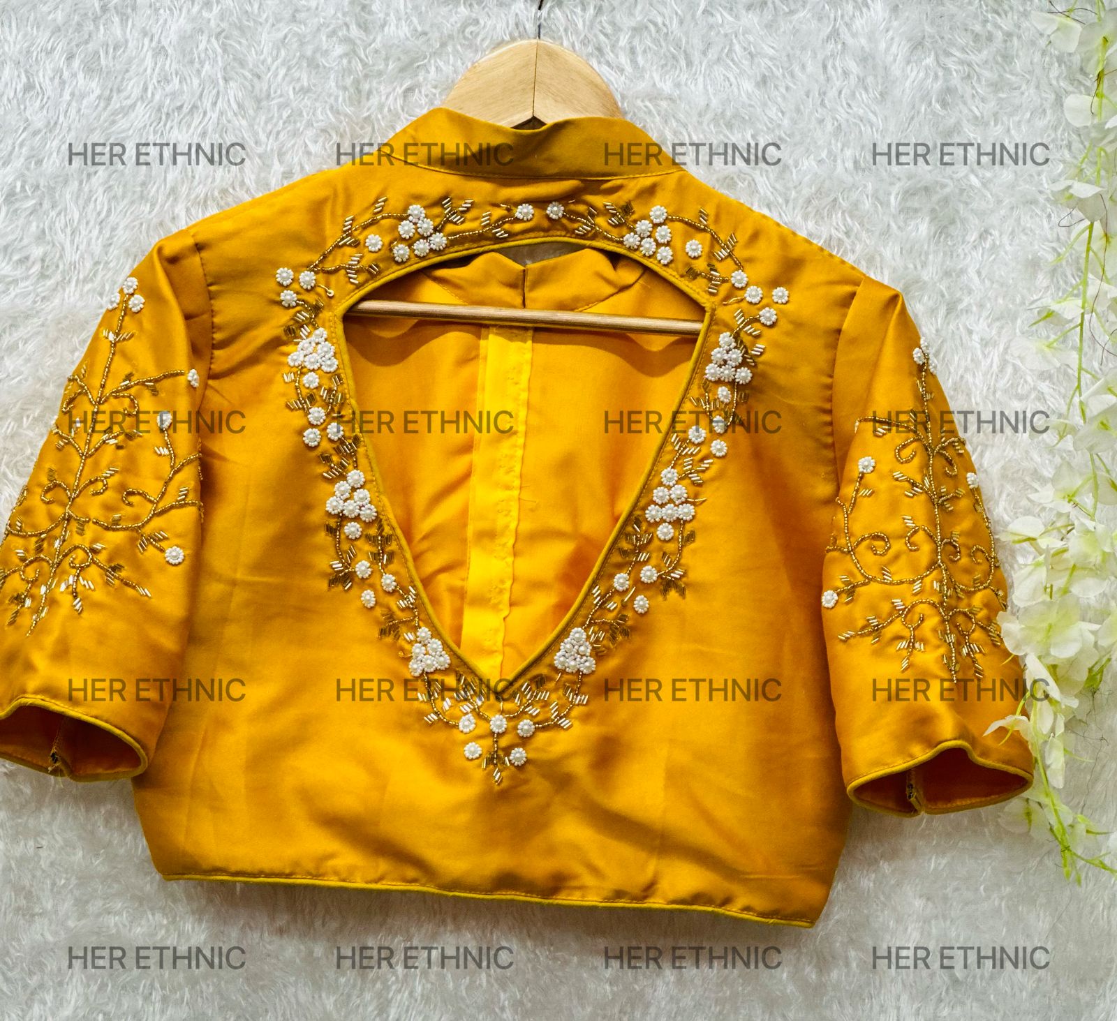 pure silk with heavy pure hand work blouse