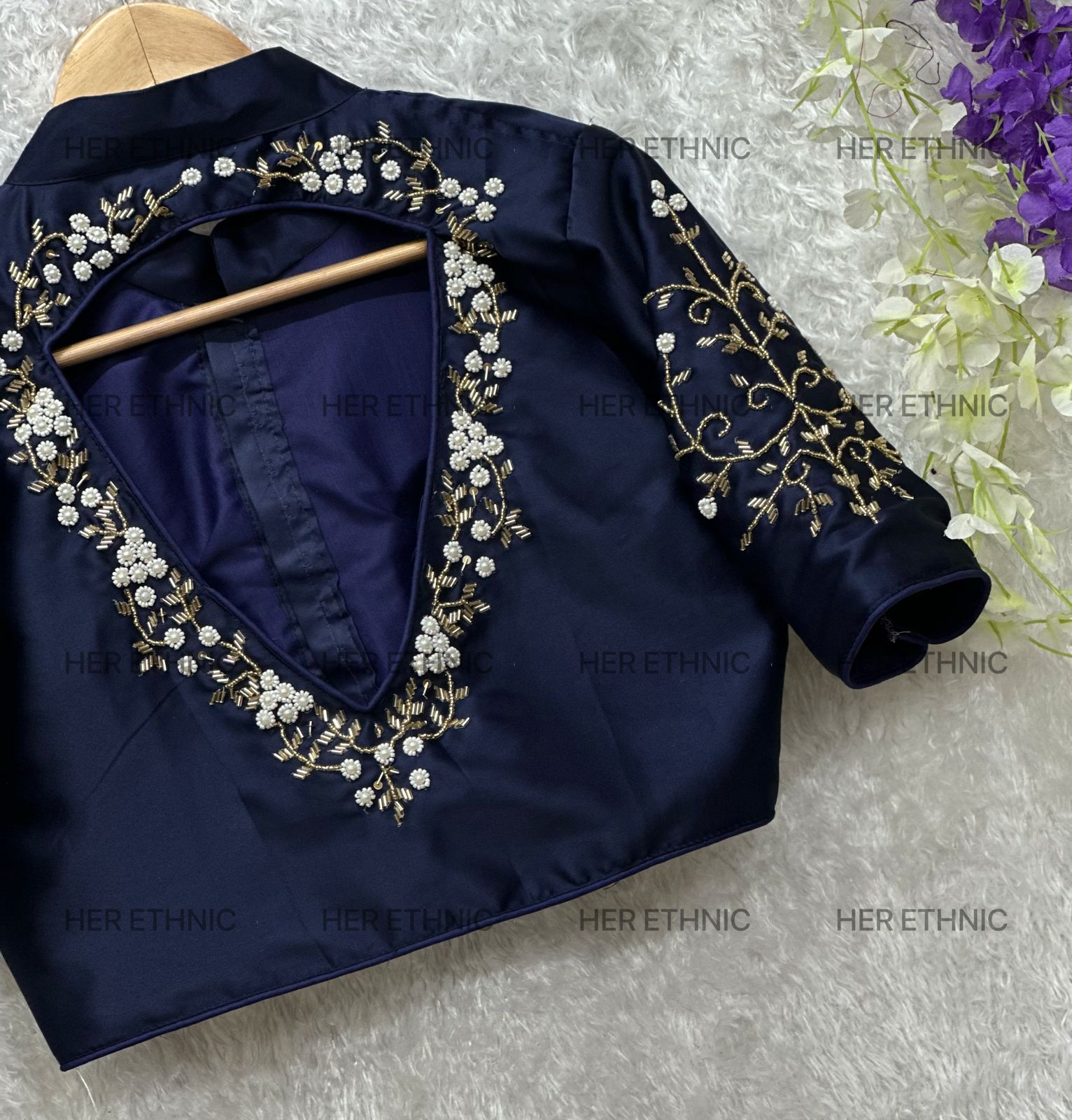 pure silk with heavy pure hand work blouse