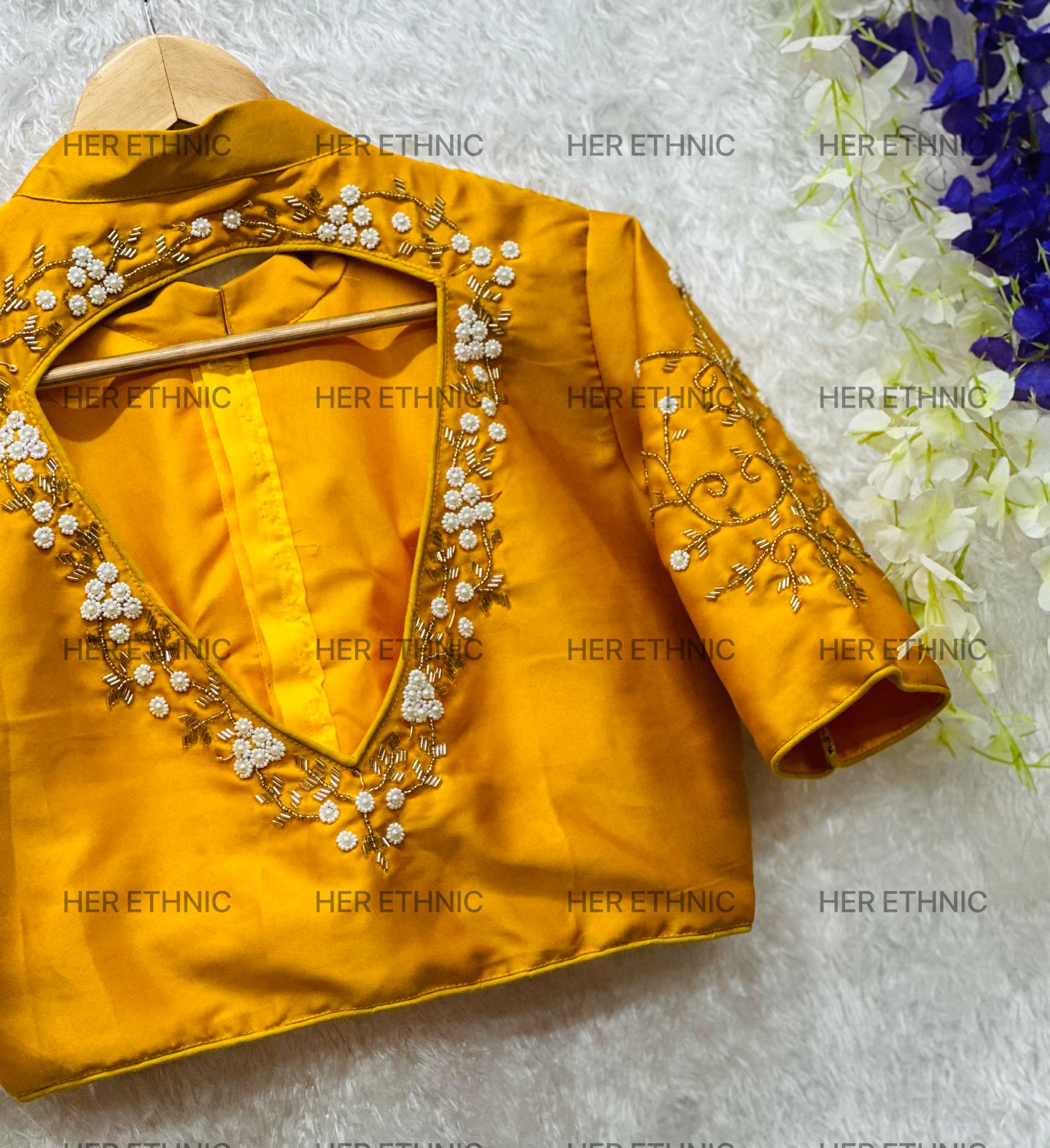 pure silk with heavy pure hand work blouse