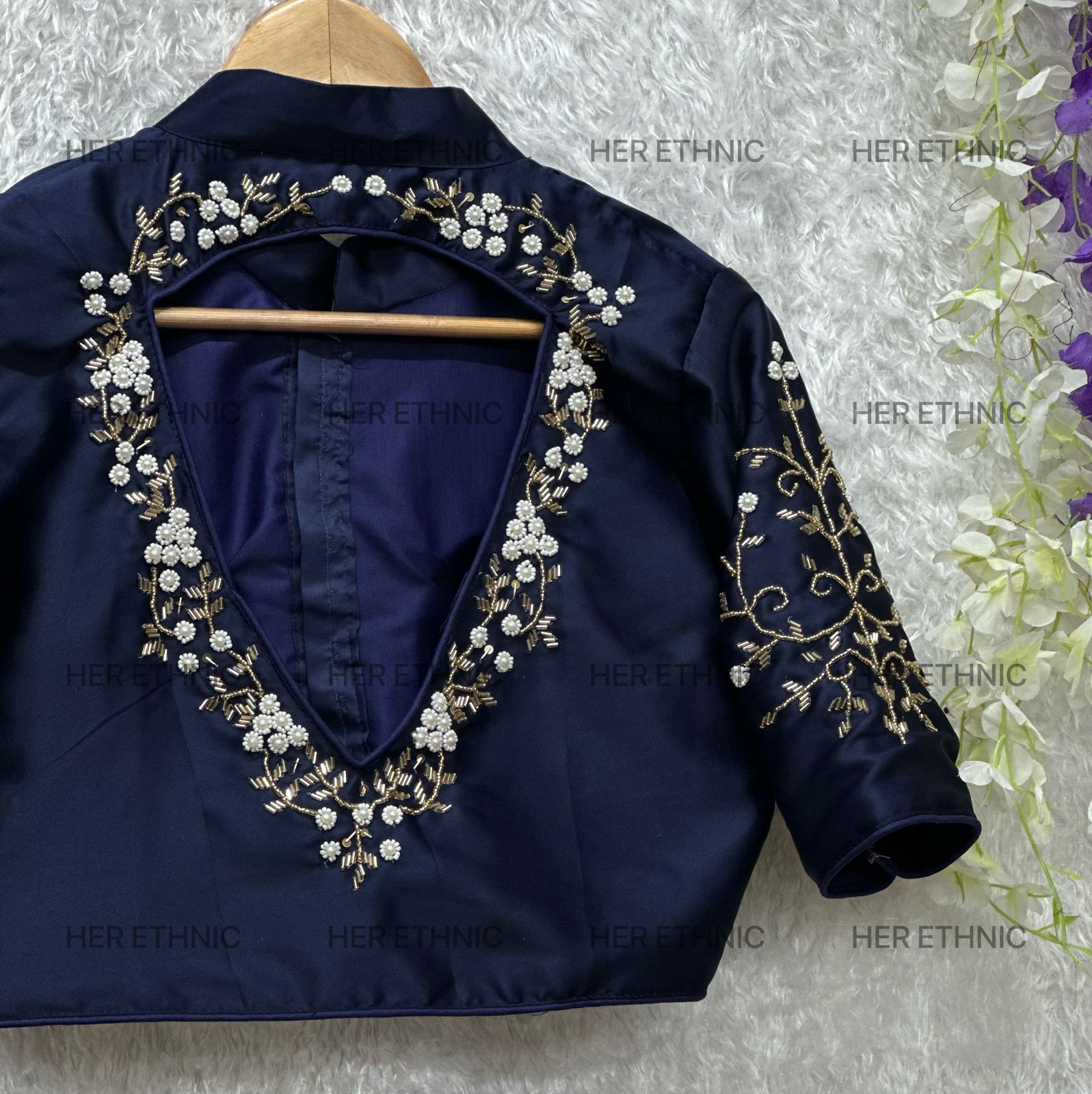 pure silk with heavy pure hand work blouse