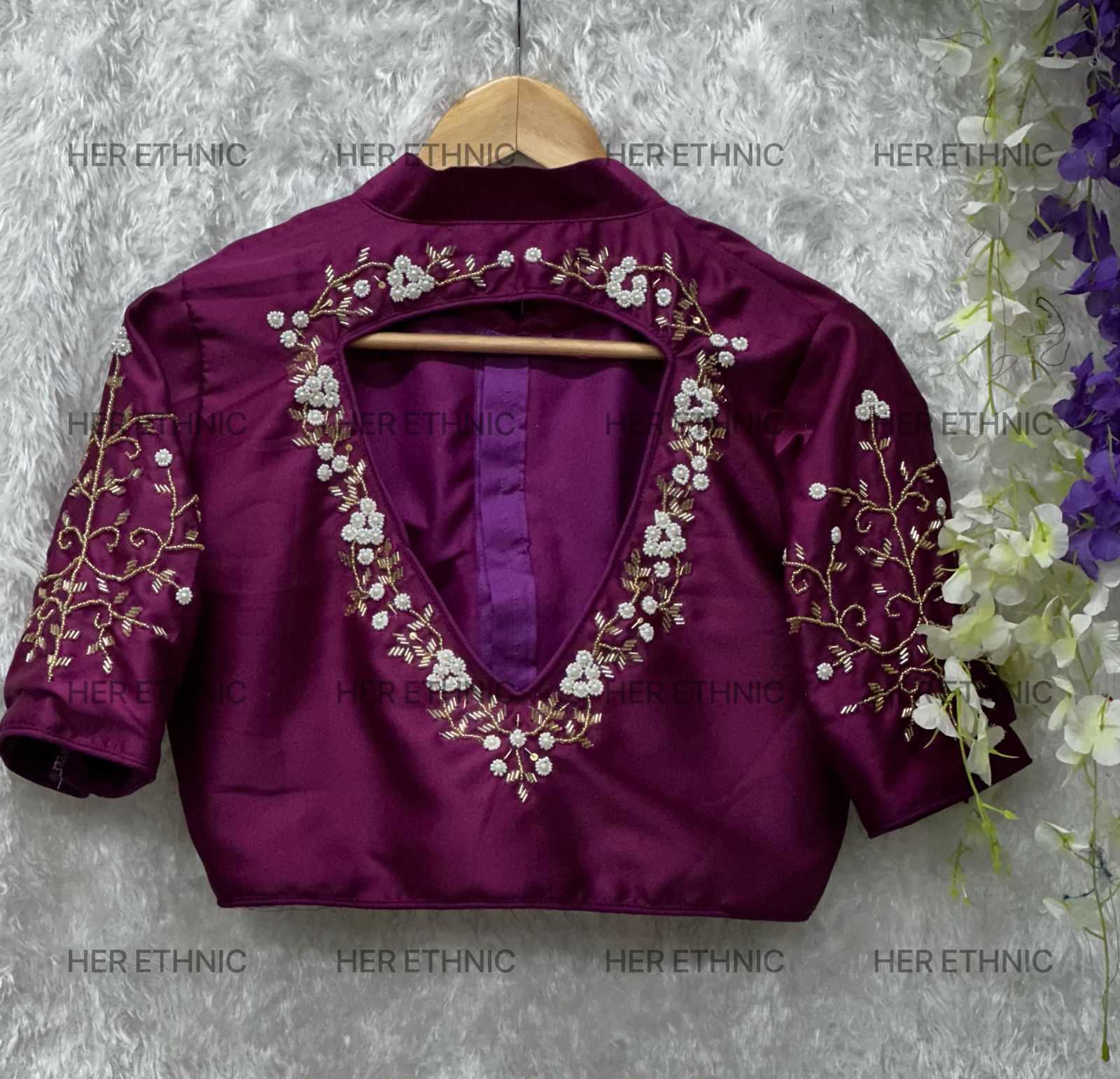 pure silk with heavy pure hand work blouse