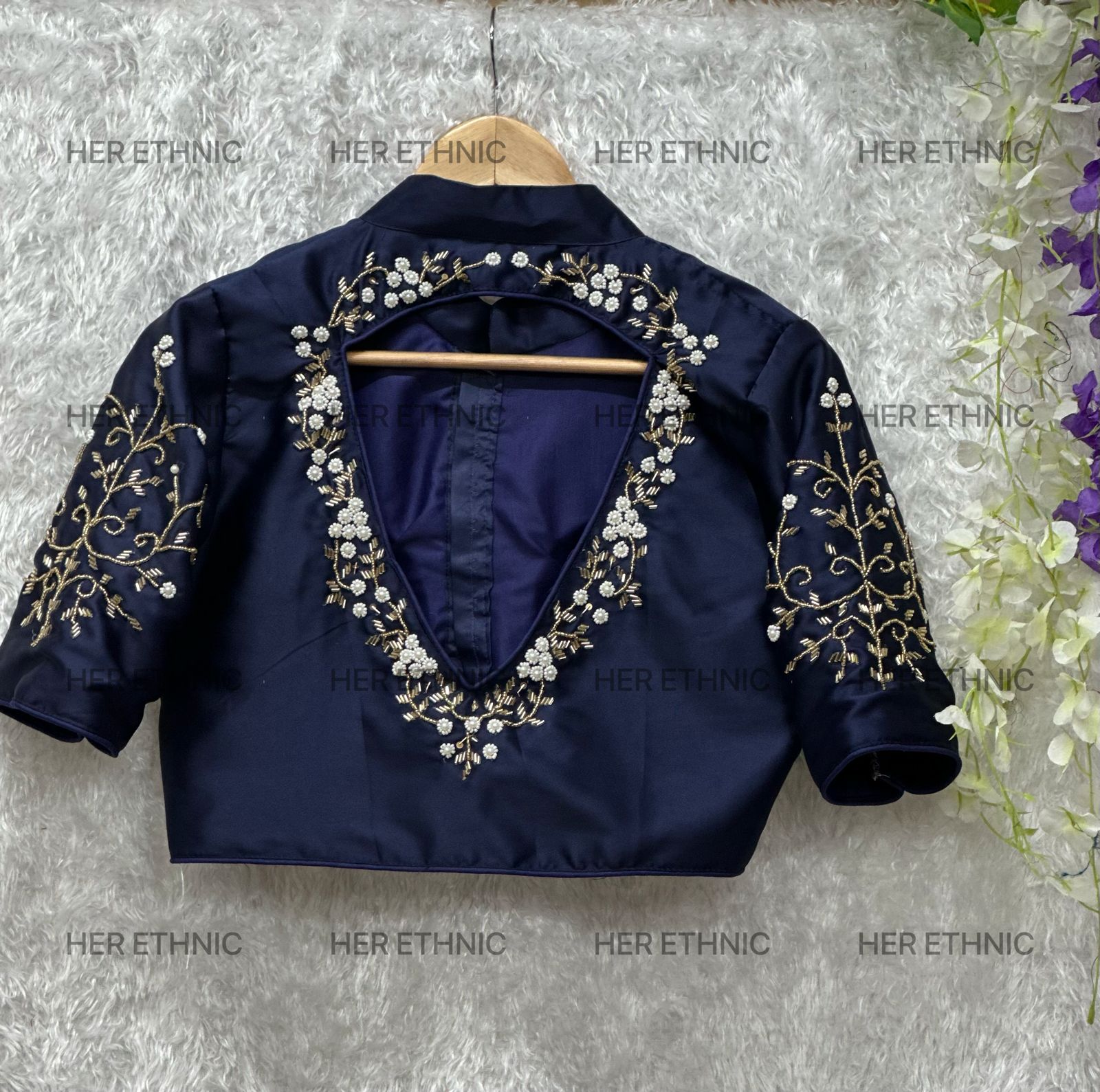 pure silk with heavy pure hand work blouse