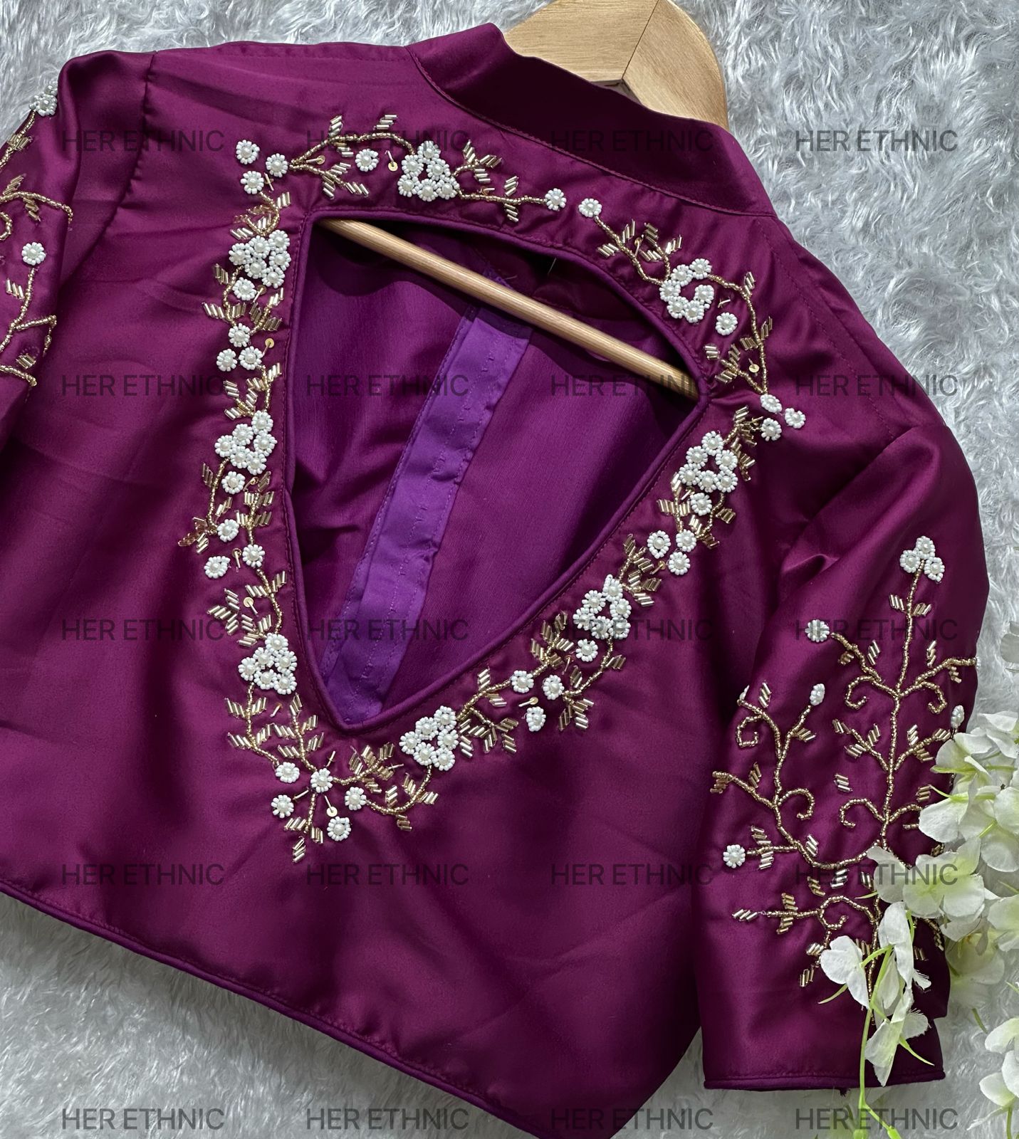 pure silk with heavy pure hand work blouse