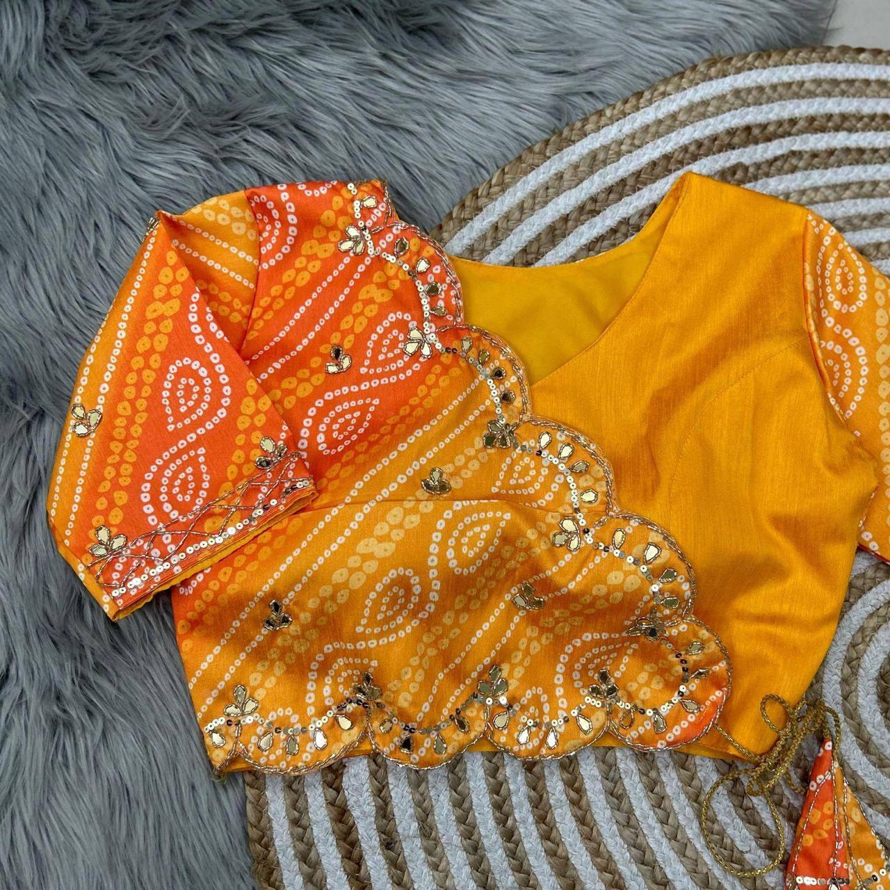 pure silk with heavy pure hand work and cut work patern blouse